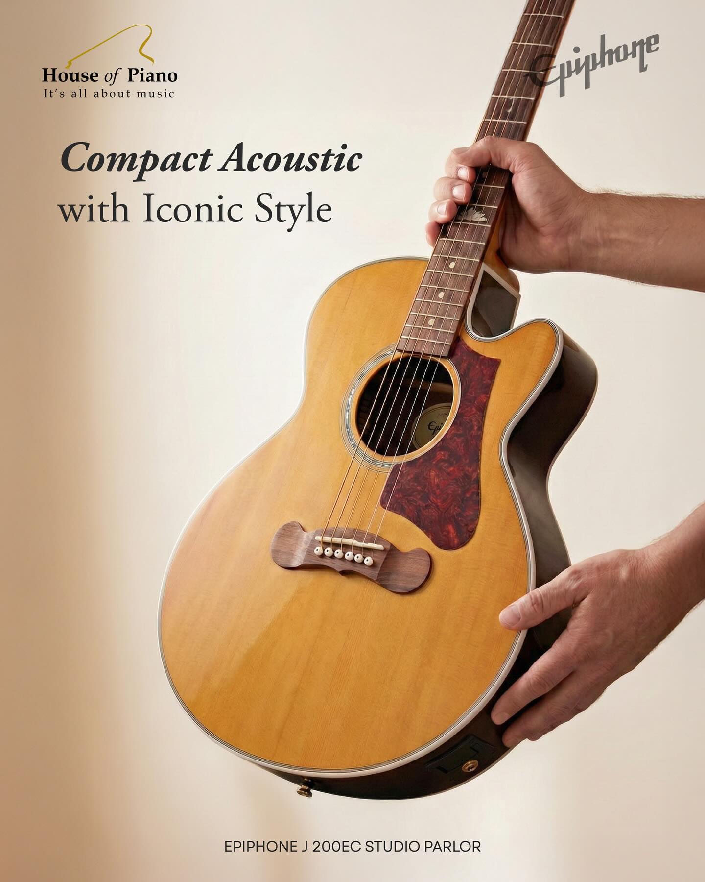 The Epiphone J 200EC Studio Parlor delivers warm acoustic