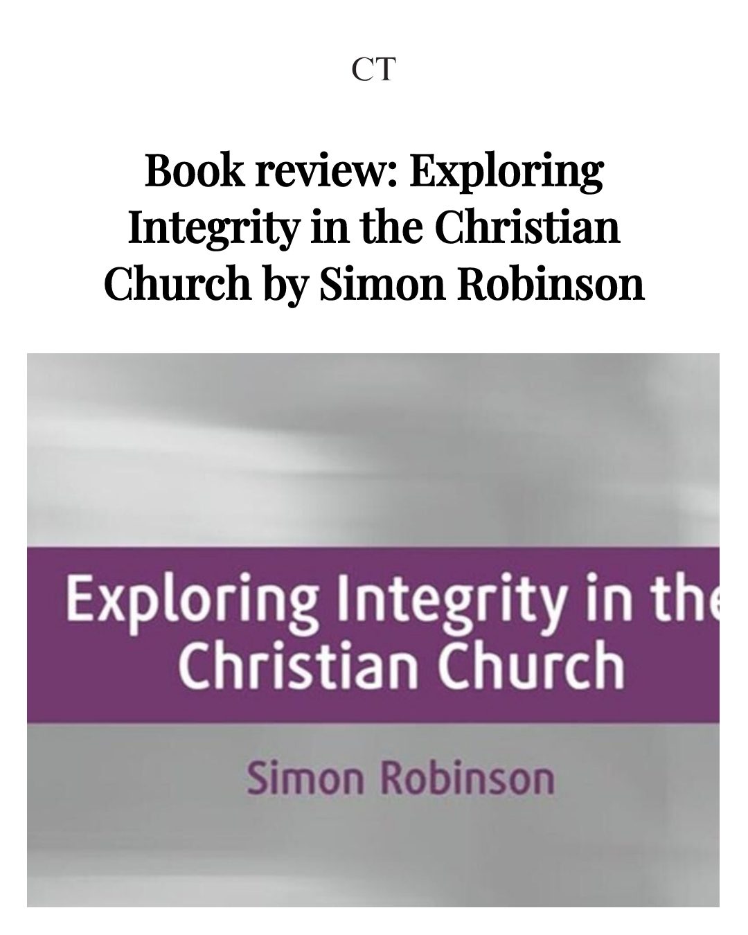 Church Times - This book casts light on what integrity... | Facebook