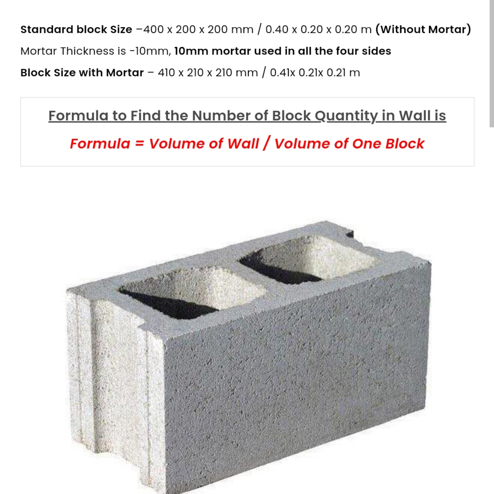Civil - Formula to find the number of block quantity in wall https ...