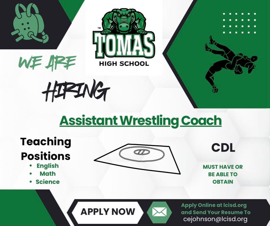 WrestlingTexas - Assistant Wrestling Coach position open at Tomas High ...