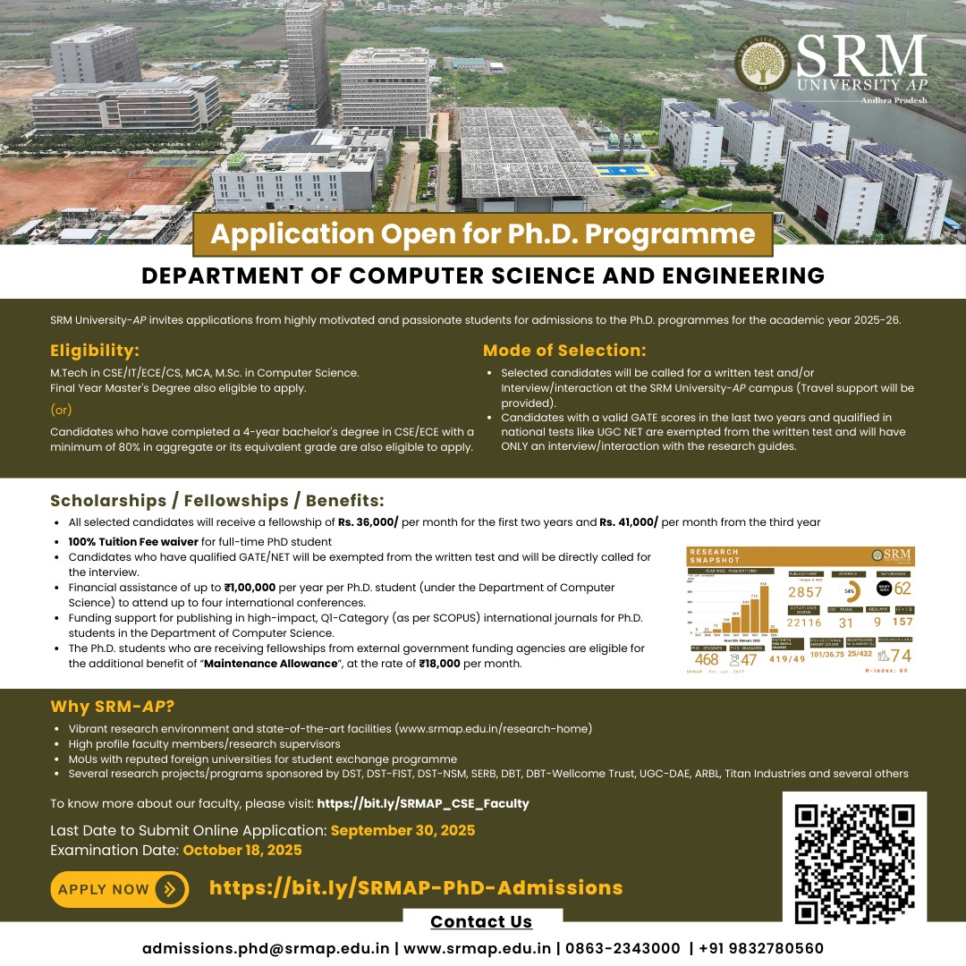 SRM - SRM University-AP is now inviting applications for the Ph.D ...