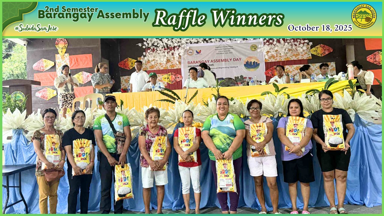 🎉𝗖𝗢𝗡𝗚𝗥𝗔𝗧𝗨𝗟𝗔𝗧𝗜𝗢𝗡𝗦 𝘁𝗼 𝗼𝘂𝗿 𝗥𝗮𝗳𝗳𝗹𝗲... - Barangay San Jose | Facebook