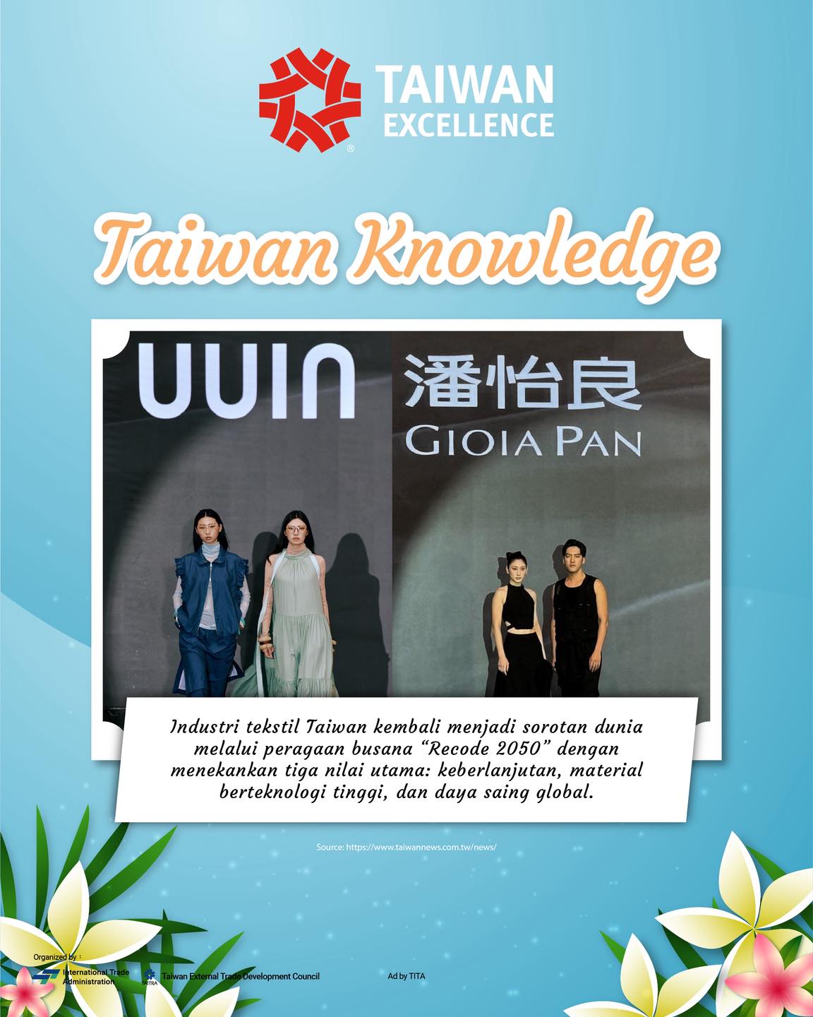 Taiwan - Taiwan kembali membuktikan diri sebagai pusat inovasi tekstil ...