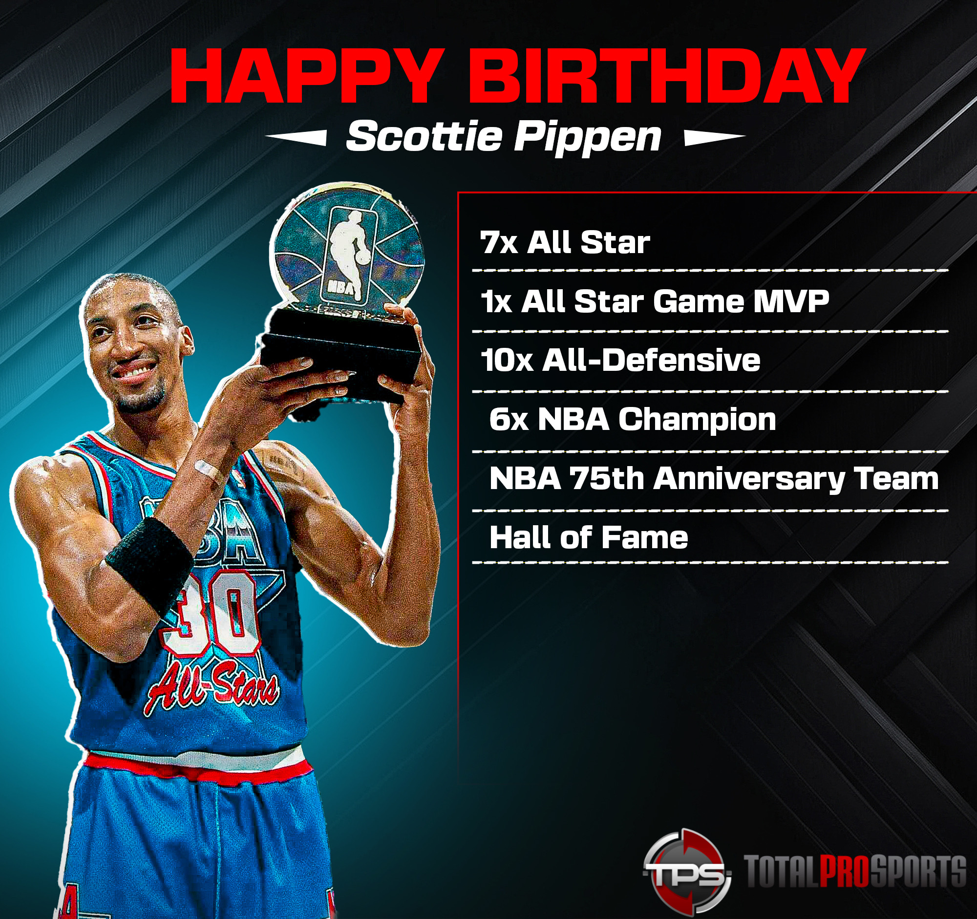 Happy 60th Birthday to Retired NBA Player Scottie Pippen! ??