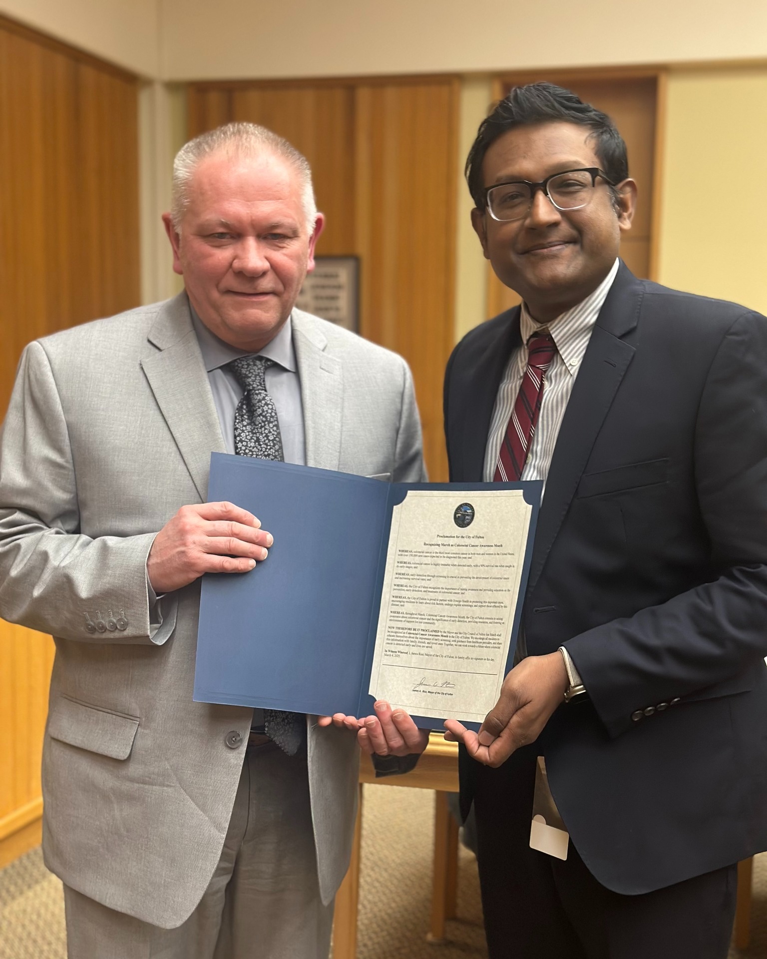 Oswego - A huge thank you to the City of Fulton, Mayor Rice, and Dr ...