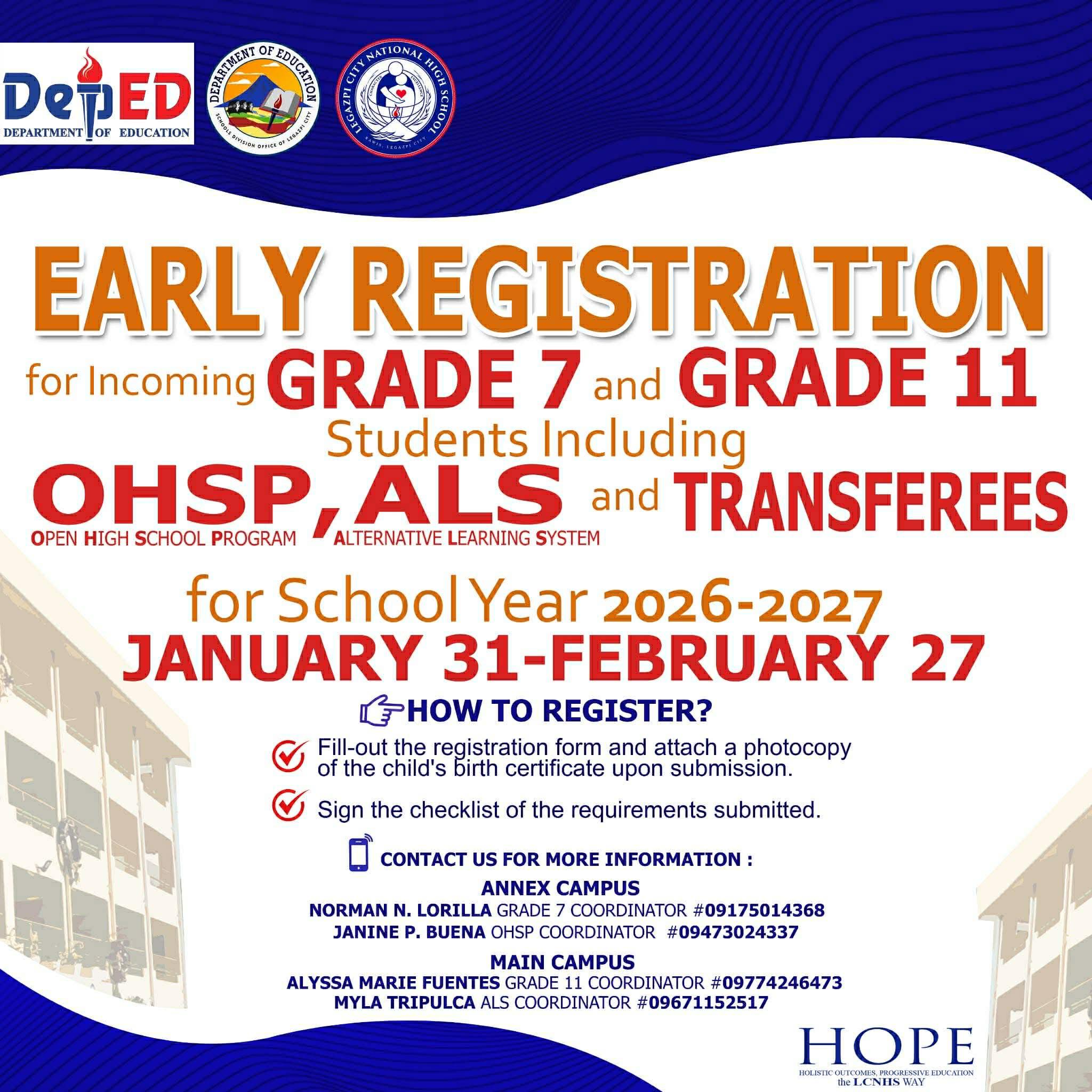 📢 EARLY REGISTRATION IS NOW OPEN! Get ready for an exciting new school ...