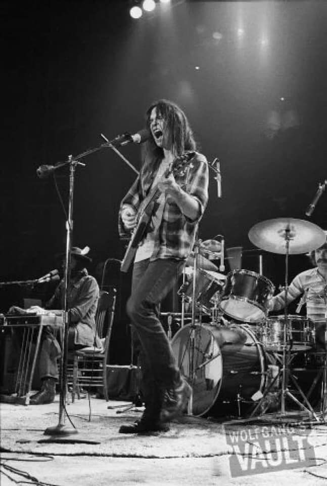 Neil Young performs with his band The Stray Gators at the Forum on