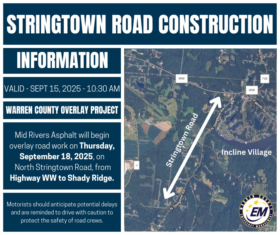 🚧 ROAD WORK... - Warren County Emergency Management Agency | Facebook