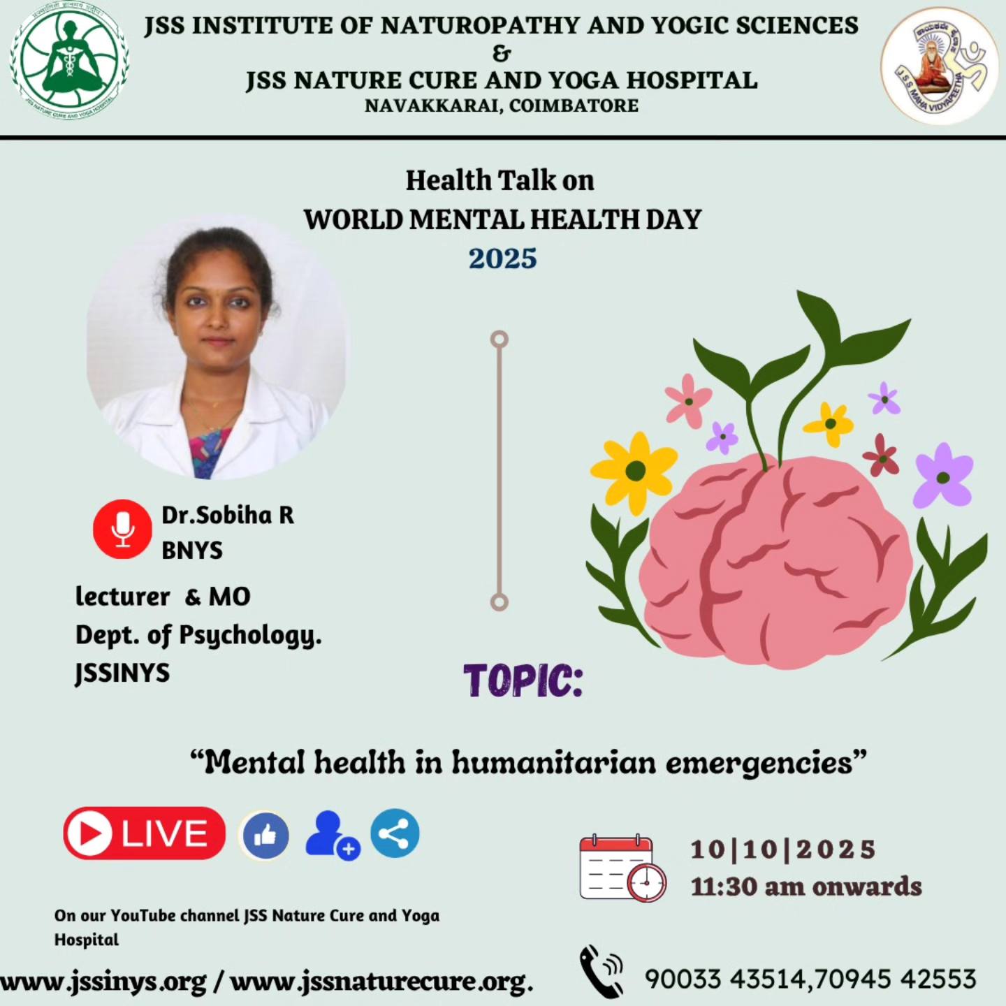 JSS - 🧠 World Mental Health Day 2025 🧘‍♀️ JSS INYS observed the day ...