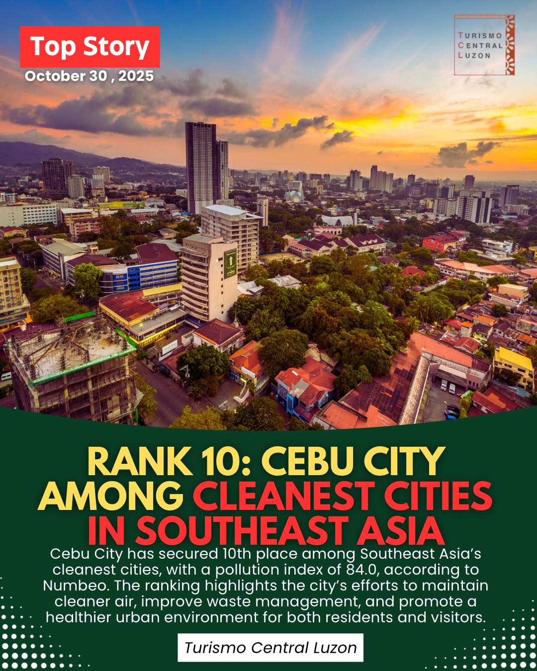 Turismo - RANK 10: CEBU CITY AMONG CLEANEST CITIES IN SOUTHEAST ASIA ...