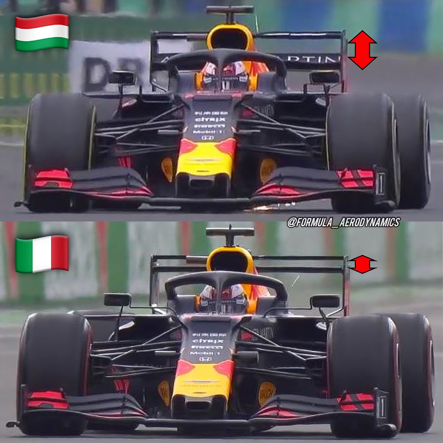 A comparison between the rear wing levels of the #RedBull RB15