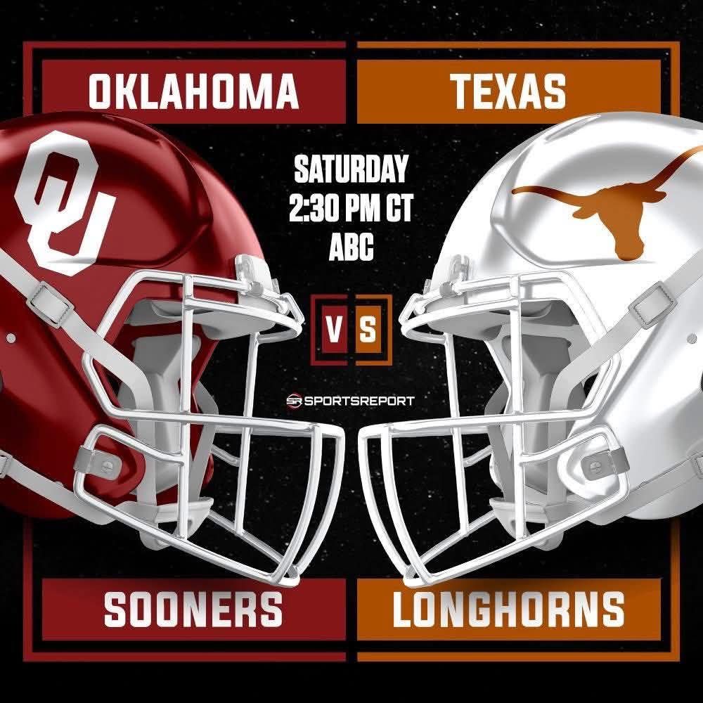 RED RIVER RIVALRY is here! TX OU football game starts at 2:30pm. One of ...