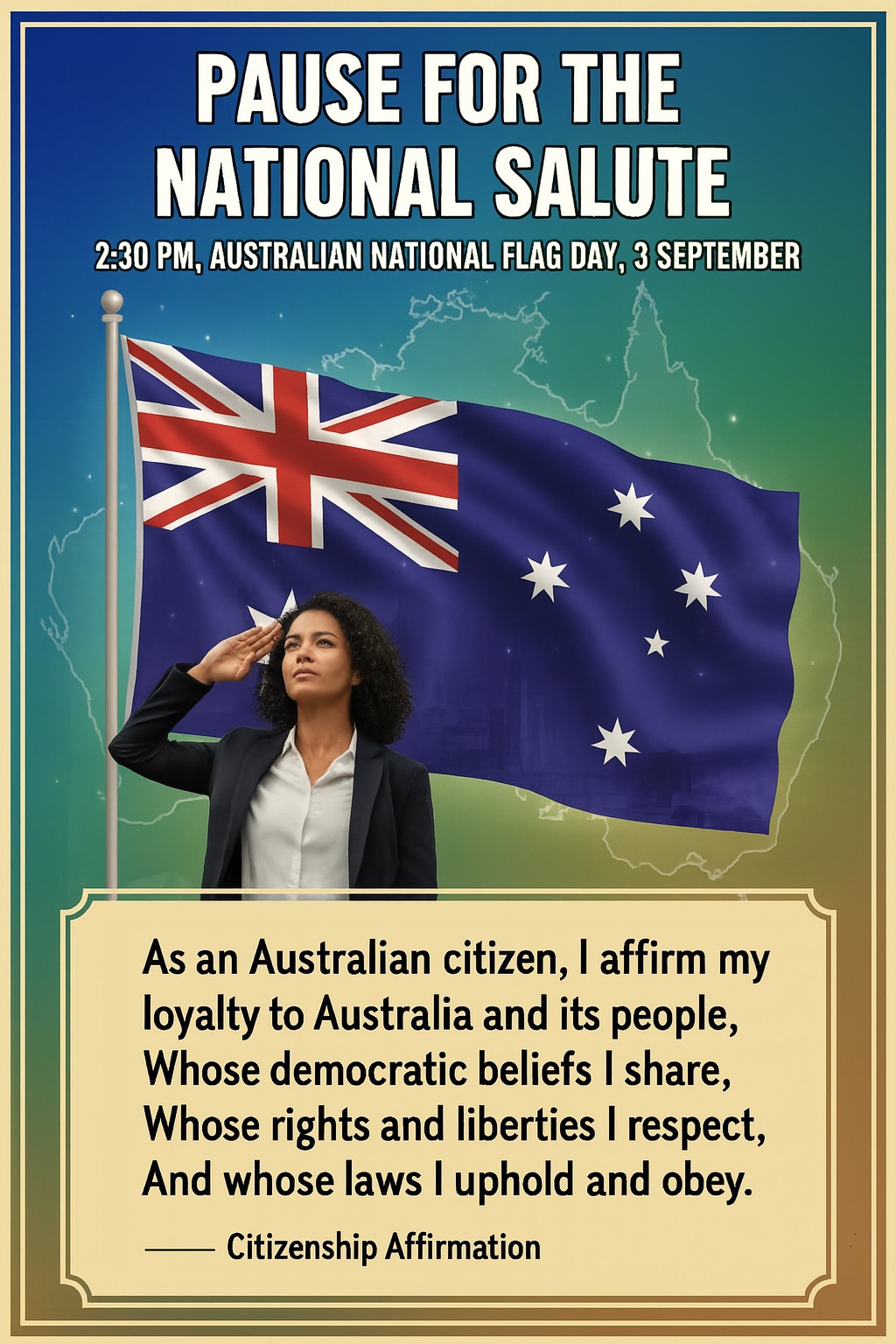 Australian - 🇦🇺 PAUSE FOR THE NATIONAL SALUTE 🇦🇺 At 2:30 p.m. on ...