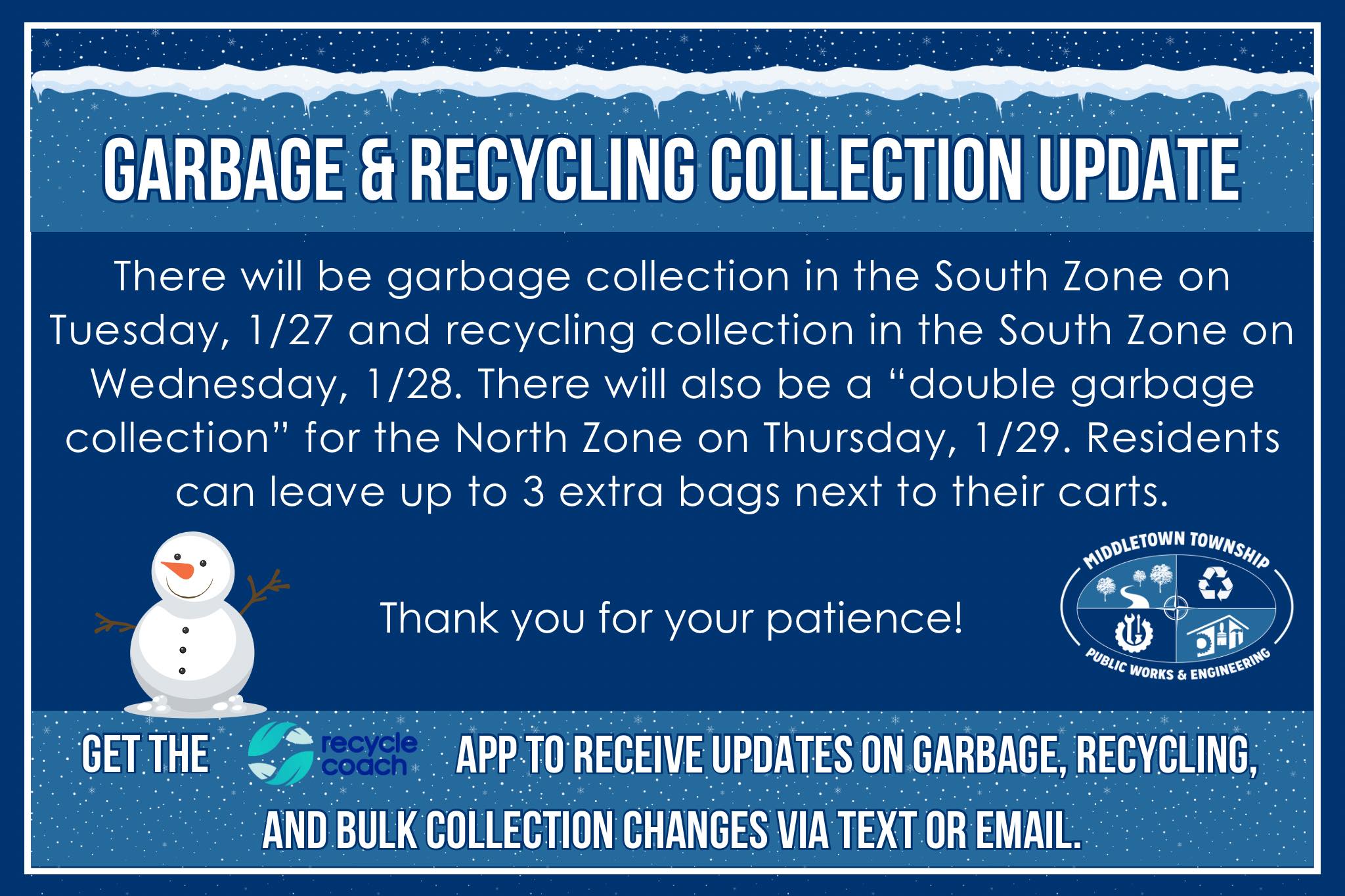 Middletown - 📣 GARBAGE & RECYCLING COLLECTION UPDATE! We also ask all ...
