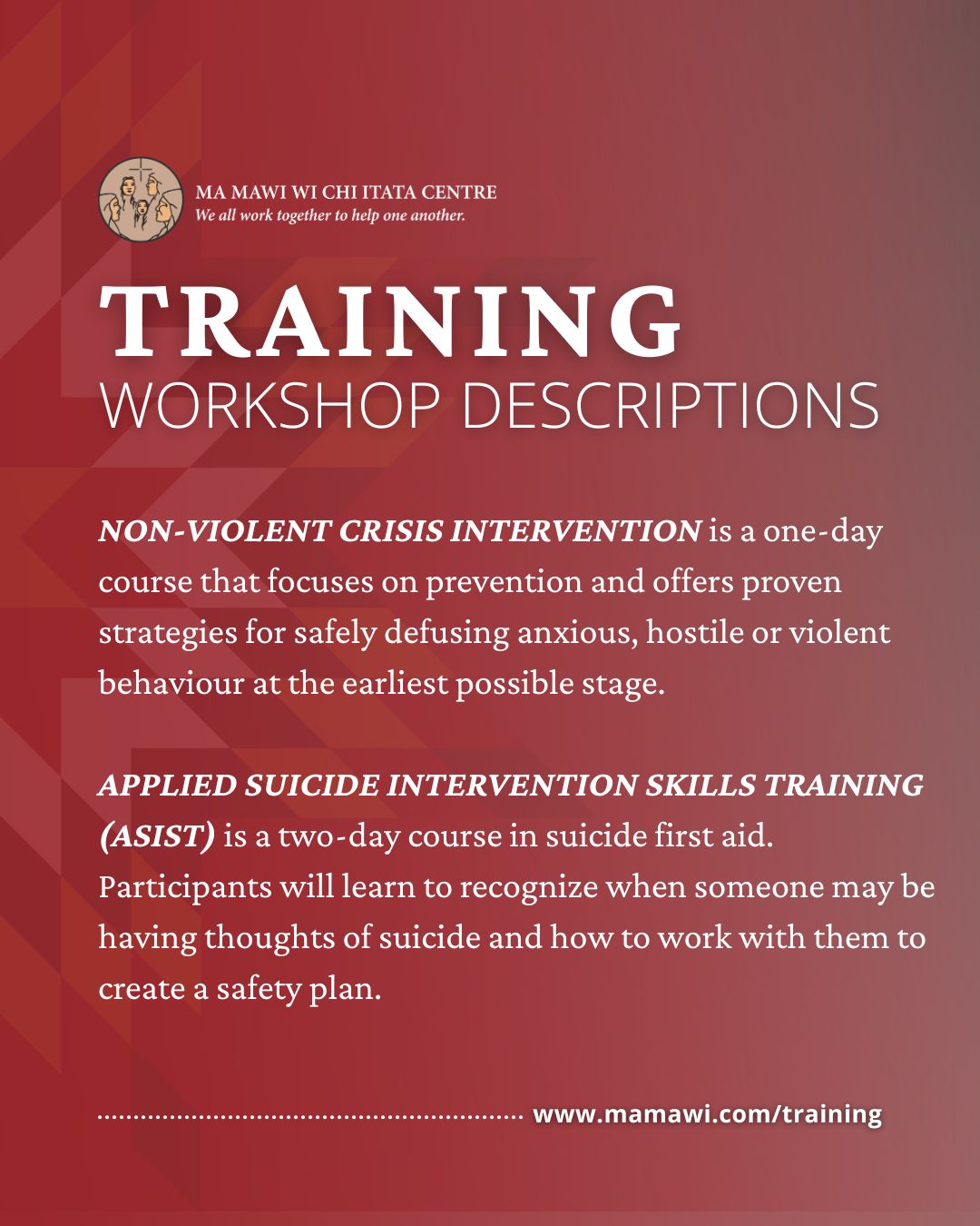 October Training ... - Ma Mawi Wi Chi Itata Centre, Inc. | Facebook