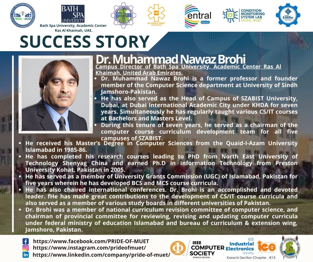 PRIDE OF MUET - PRIDE OF Pakistan- Dr Muhammad Nawaz Brohi | Facebook