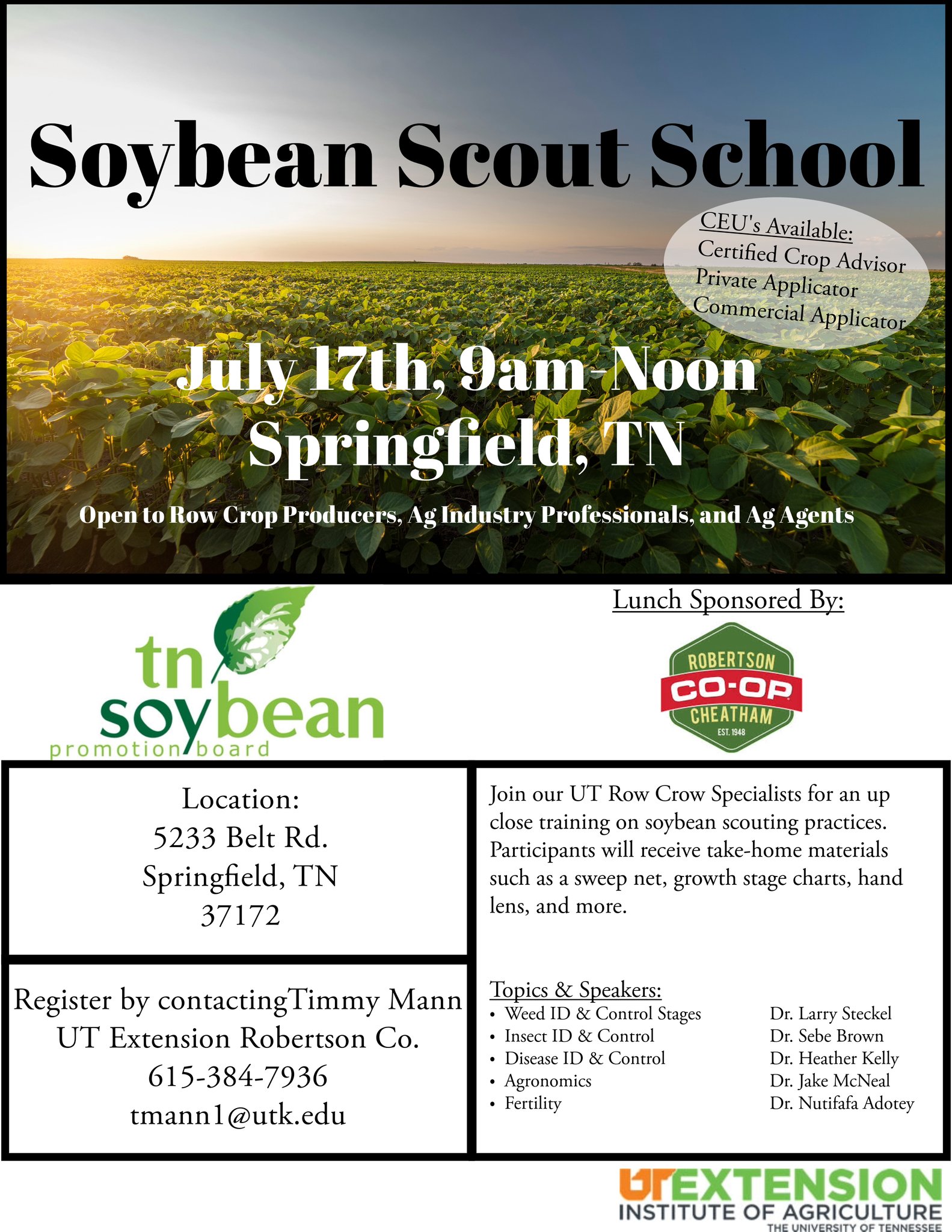 UT - The 2025 Central Region Soybean Scout School is scheduled for July ...