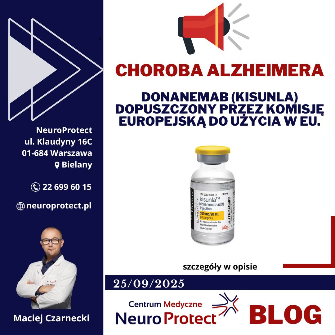 Nowy lek na wczesne stadium choroby Alzheimera dopuszczony w UE Komisja Europejska wydała zgodę na wprowadzenie do obrotu w Unii Europejskiej leku Kisunla, przeznaczonego do leczenia łagodnych zaburzeń poznawczych oraz łagodnej demencji
