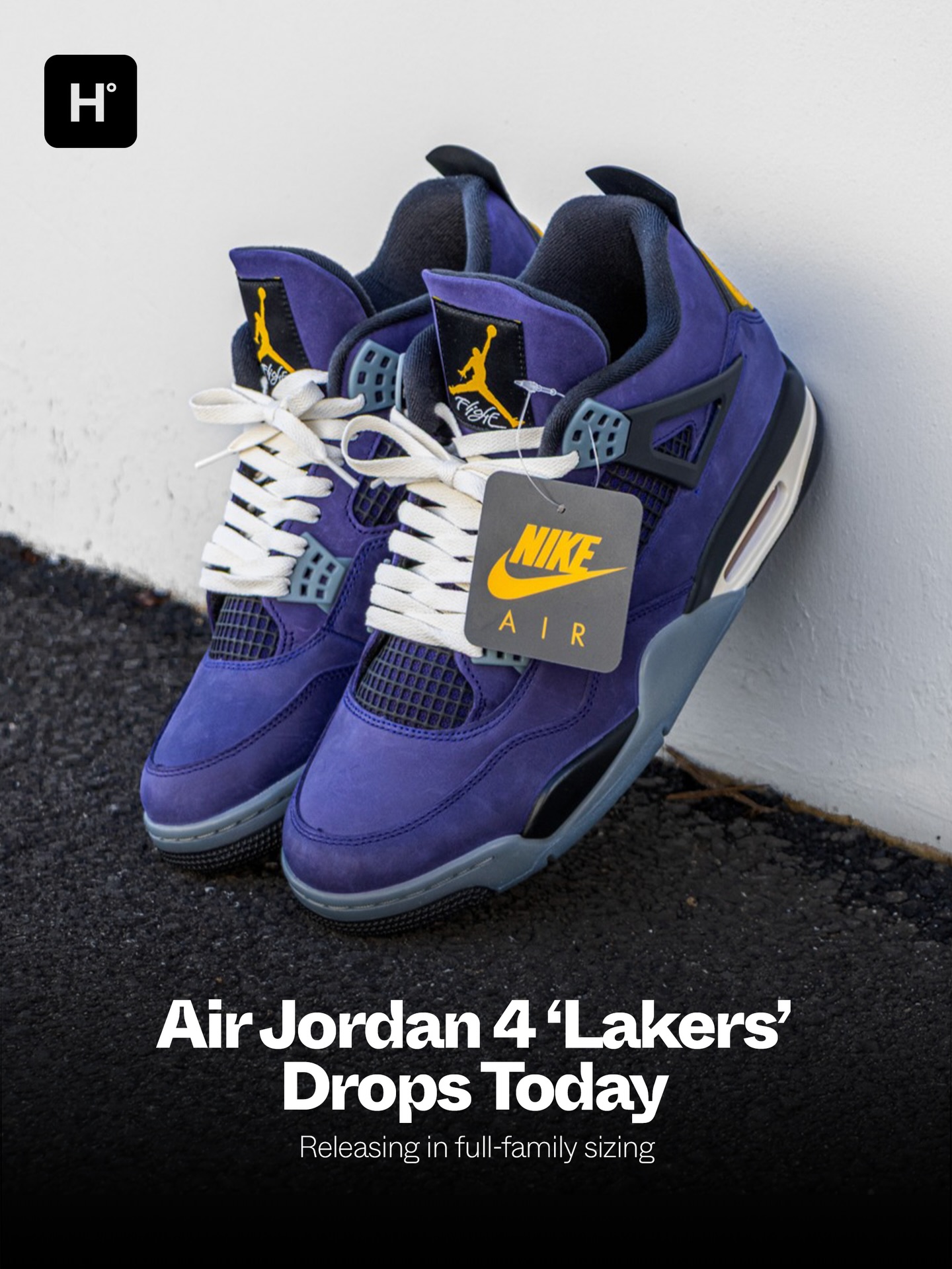 The Air Jordan 4 'Lakers' officially launches today! 🔥 Releasing