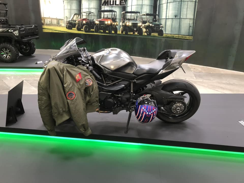 Kawasaki's US headquarters. Both the bikes on display.