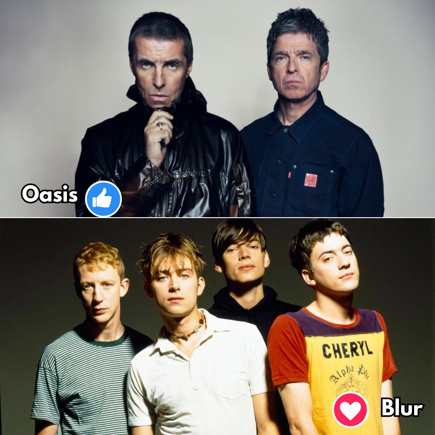 👍 Radiohead / ❤️ Oasis / 😍 Blur 👍 Radiohead Radiohead
