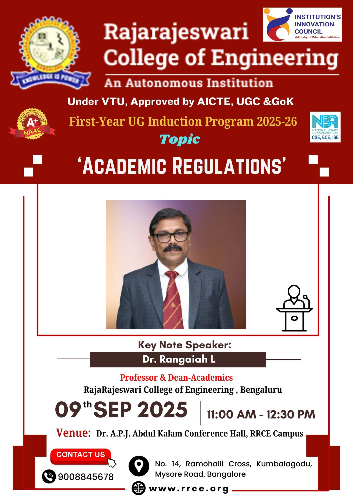 RajaRajeswari - 🎓 First-Year UG Induction Program 2025–26 @ #RRCE 🎓 ...