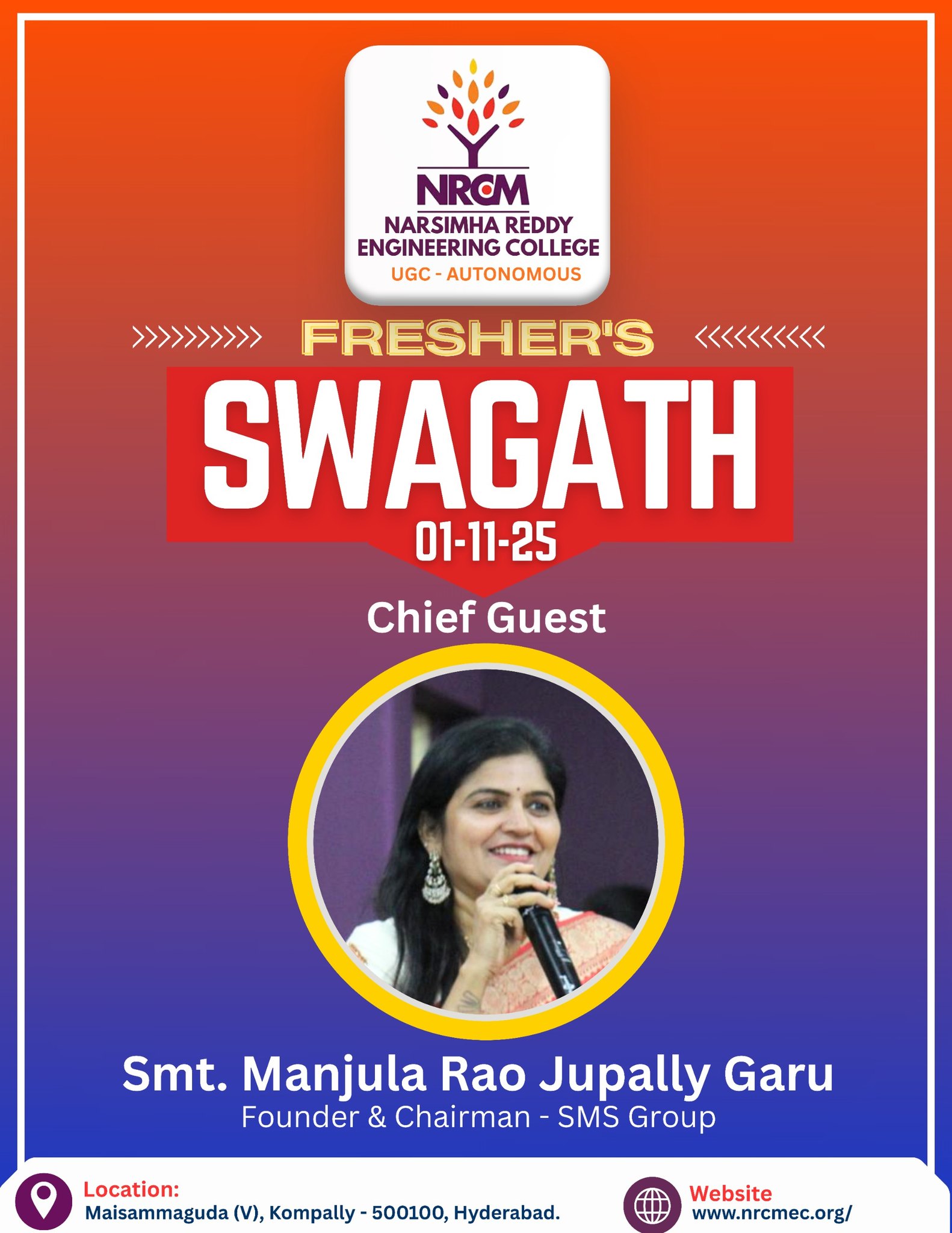SWAGATH... - Narsimha Reddy Engineering College. Code- NRCM | Facebook
