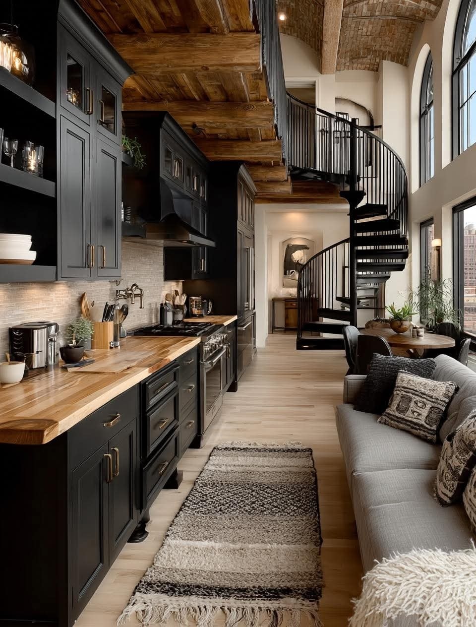 ArchiArcha - This elegant kitchen is stunning, with its dominant black ...