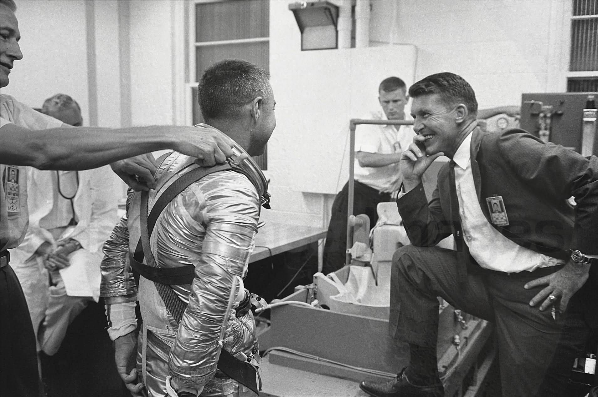 Retro - Four NASA icons in one pic. L-R are suit tech Joe Schmitt. Joe ...