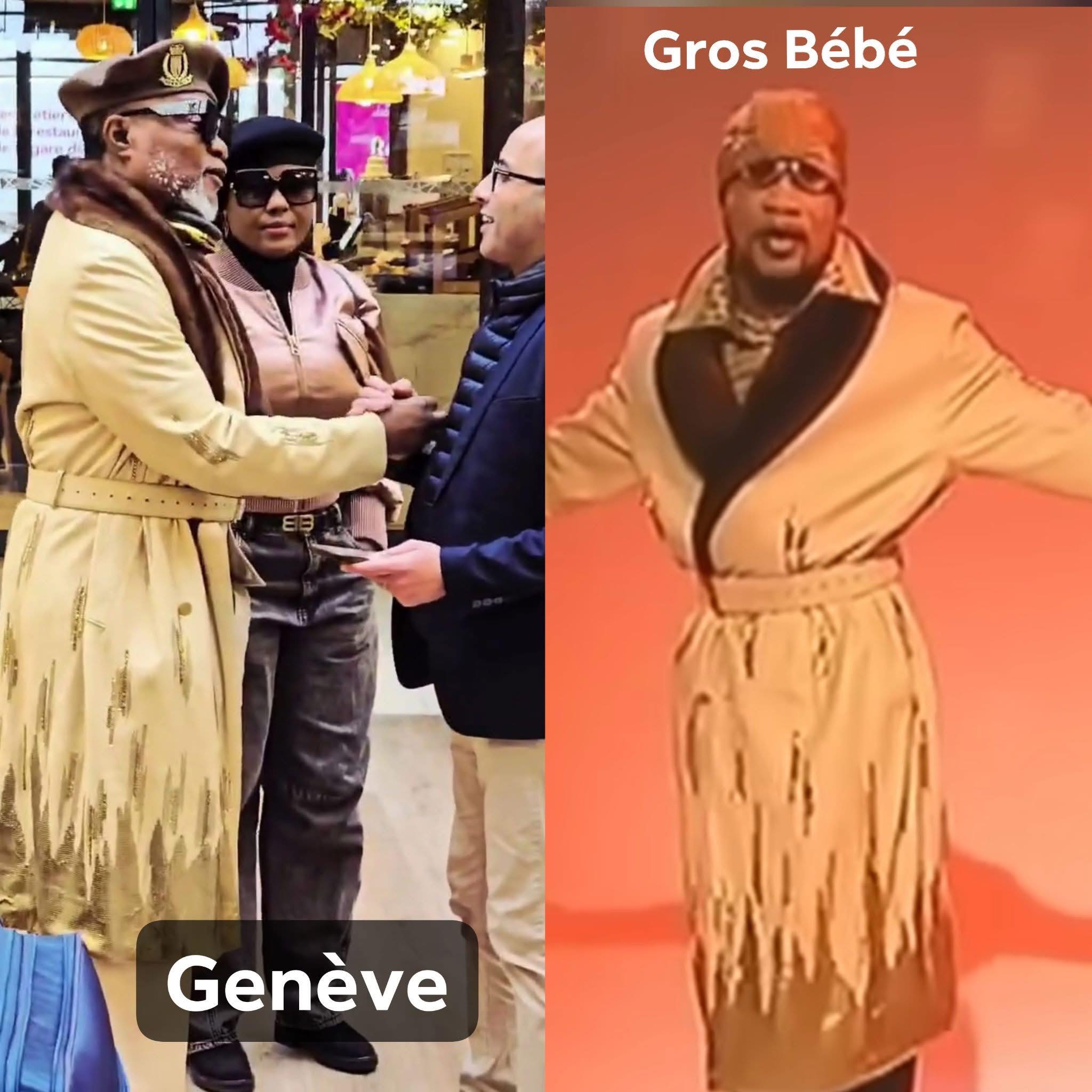 Koffi Olomide in Geneva wore a coat that he had used in the video 