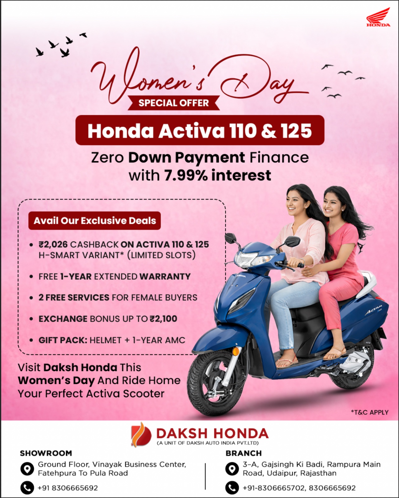 This Women's Day, ride towards freedom & confidence. Bring home