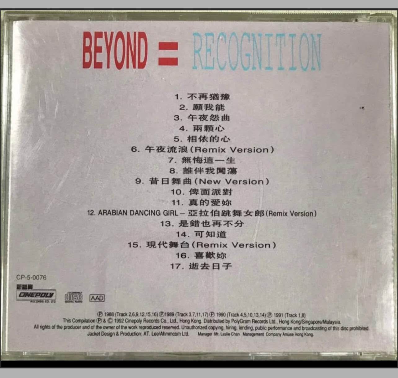 Beyond-CD Recognition 精選早期T113 02 舊版| 二手- 近全新| HK 