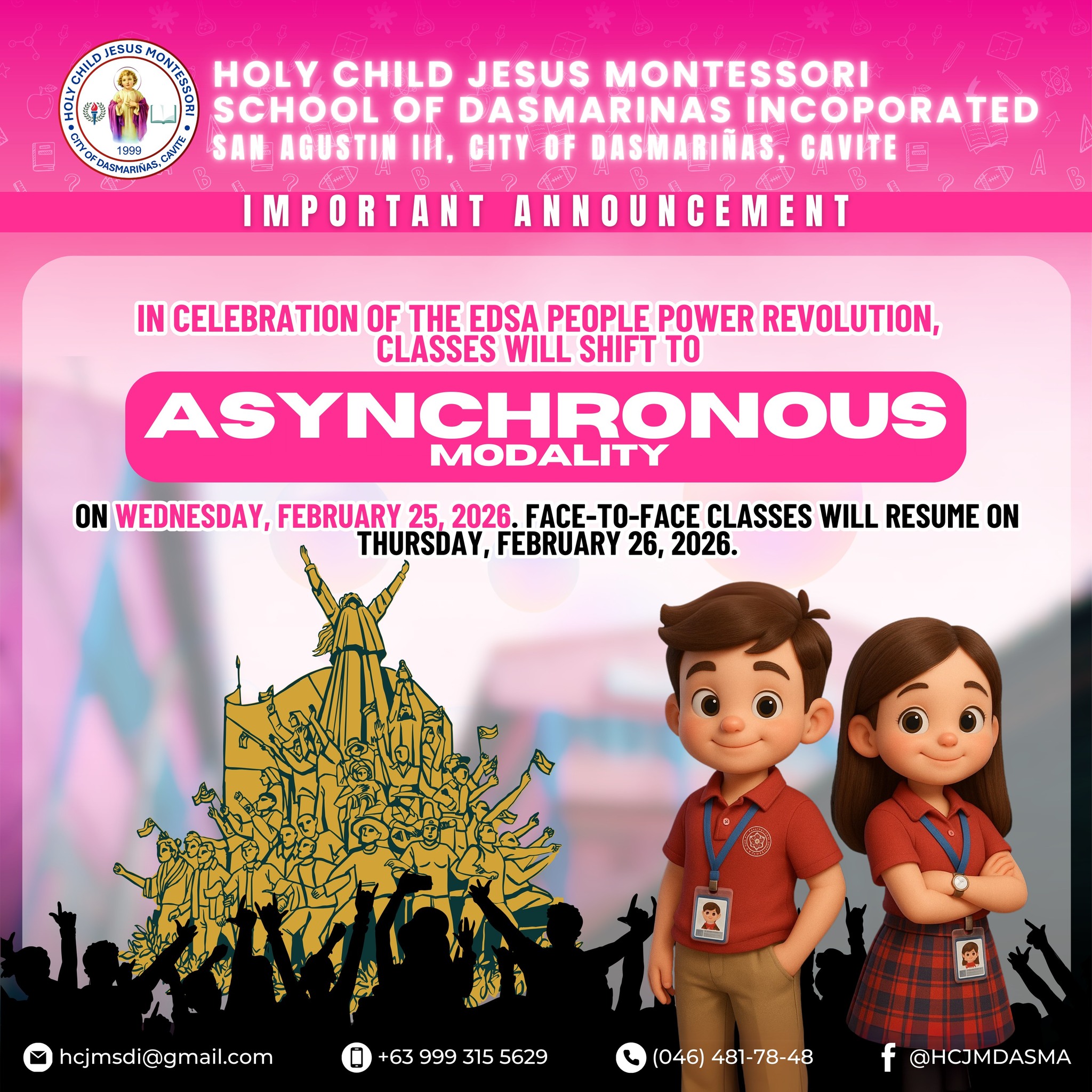📢 IMPORTANT ANNOUNCEMENT In... - Holy Child Jesus Montessori | Facebook