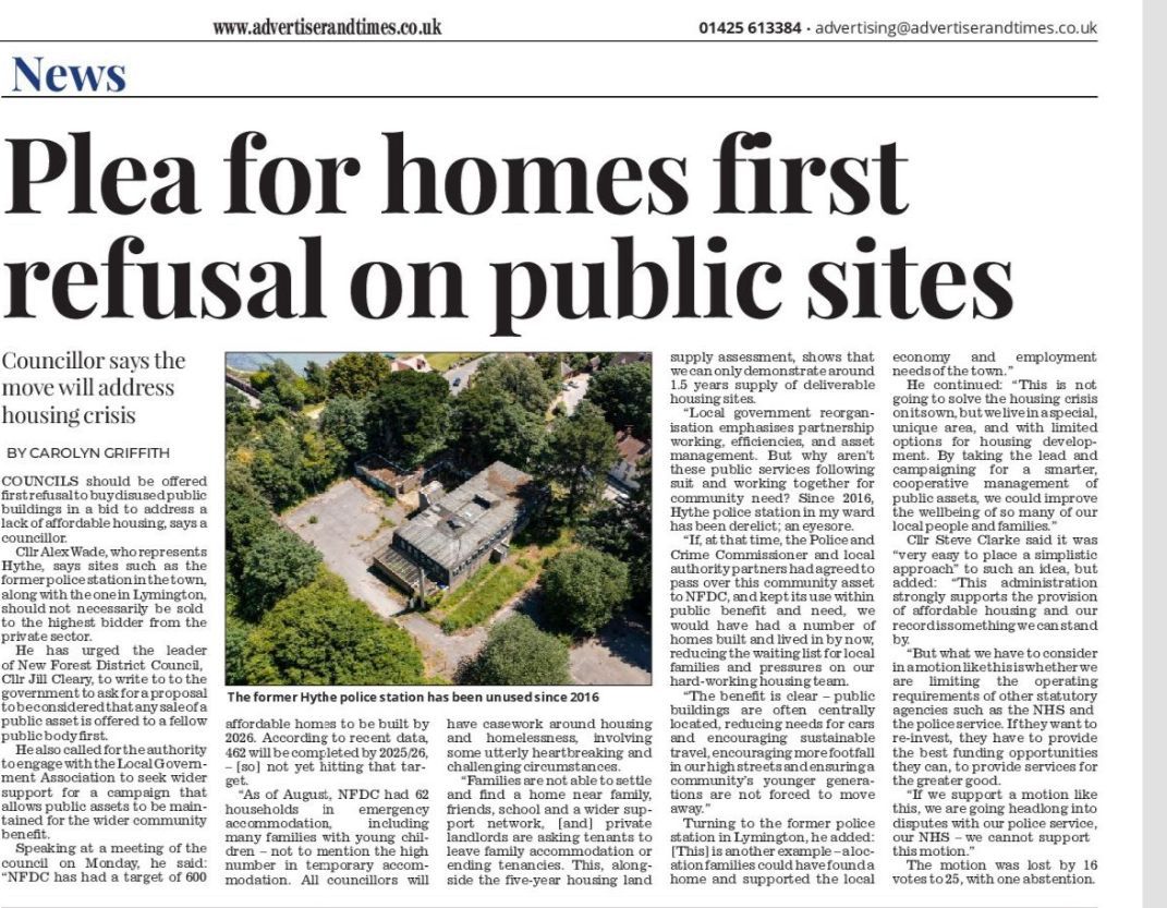 HOUSING MOTION REPORTED IN LOCAL... - Councillor Alex Wade | Facebook