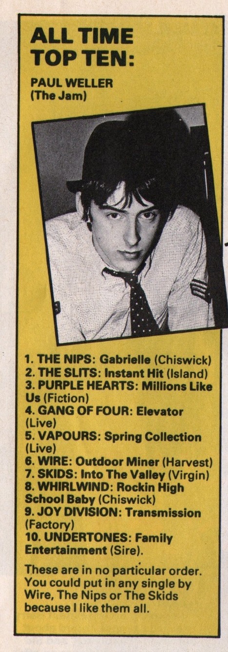 Mods - Paul Weller all time top 10 songs in Smash Hits (December 1979 ...