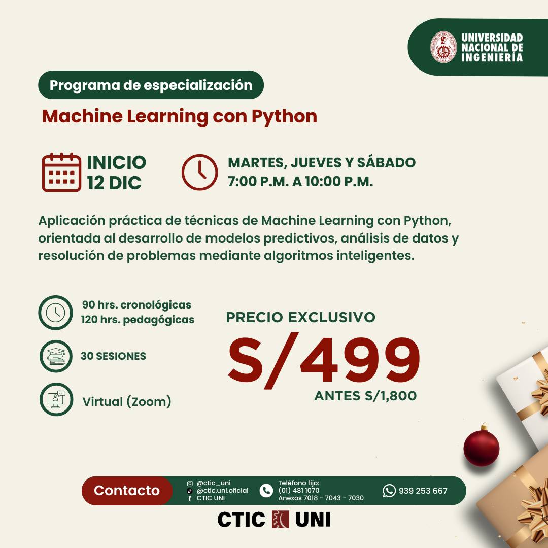 CTIC UNI - VII Programa en Machine Learning con Python ⏰... | Facebook