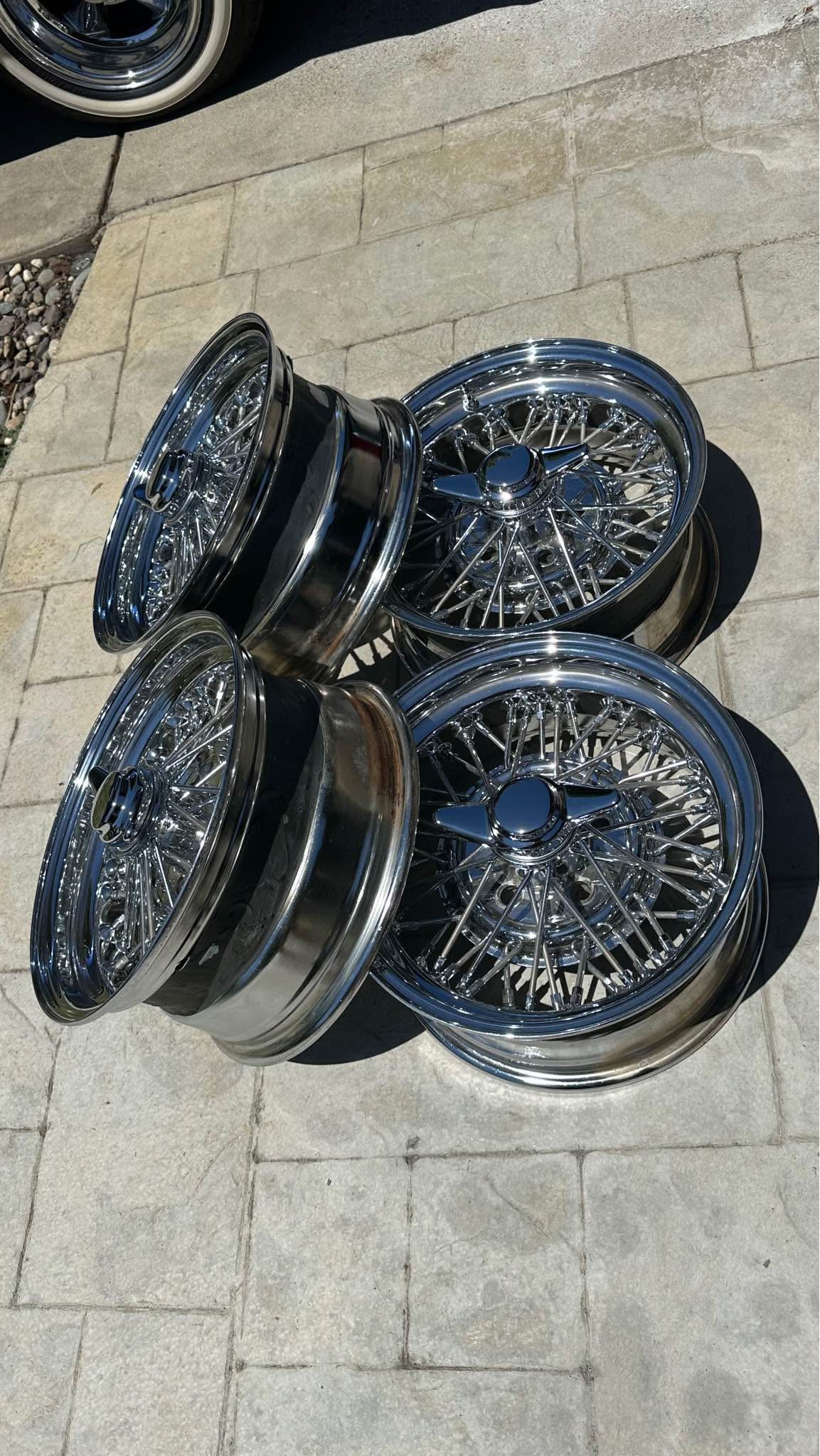 15x7 Tru Spoke Wire Wheels Chevy & Ford 5x4.5 & 5x4.75 belair impala OG ...