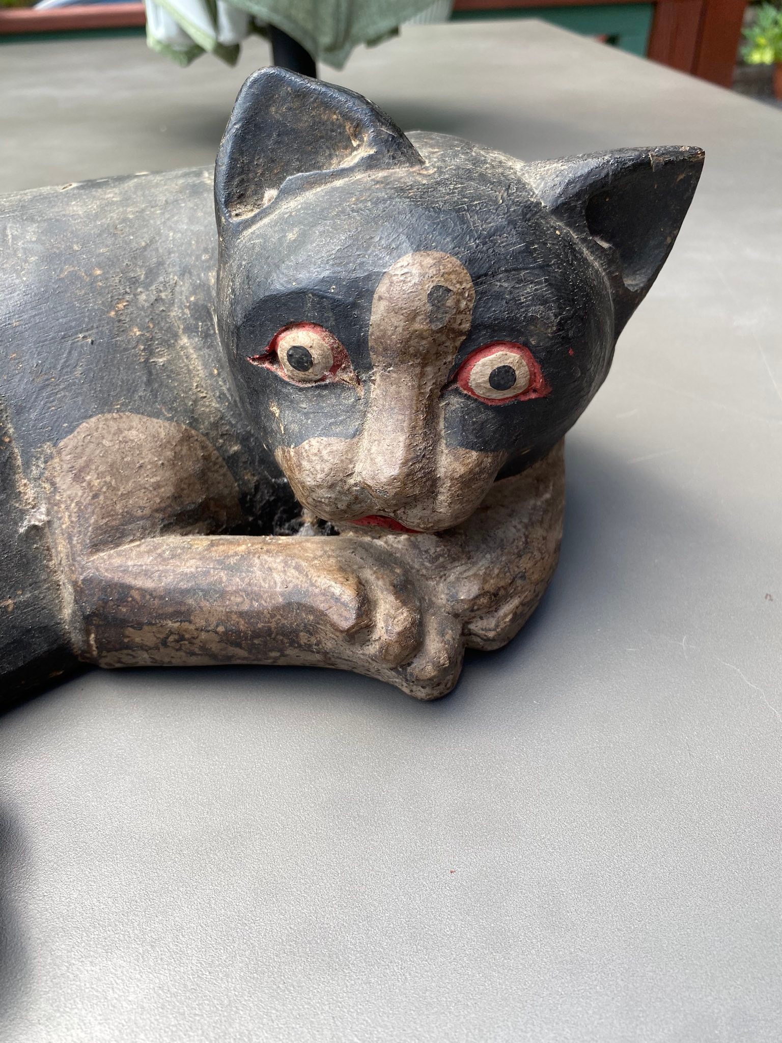 Vintage hand carved wooden cat by James Haddon
