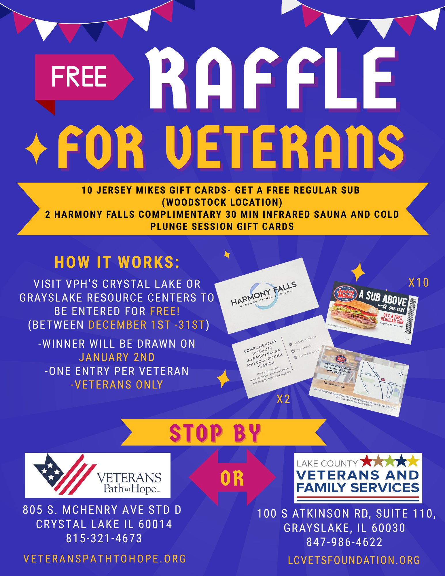 Lake - Our free December Raffle for veterans is open!! This month's ...