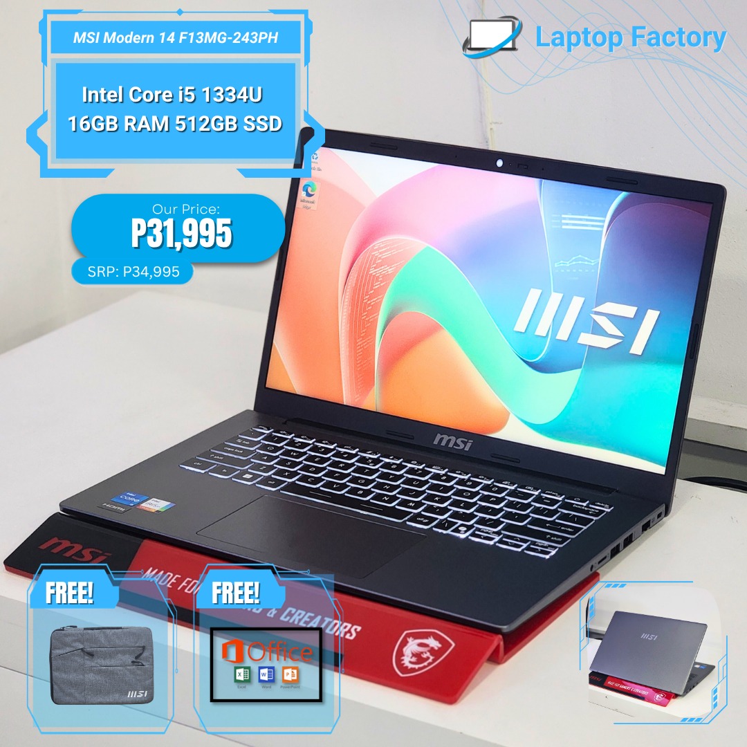 Laptop - Brand-new SEALED MSI Modern 14 F13MG-243PH i5-1334U 16gb 512 ...