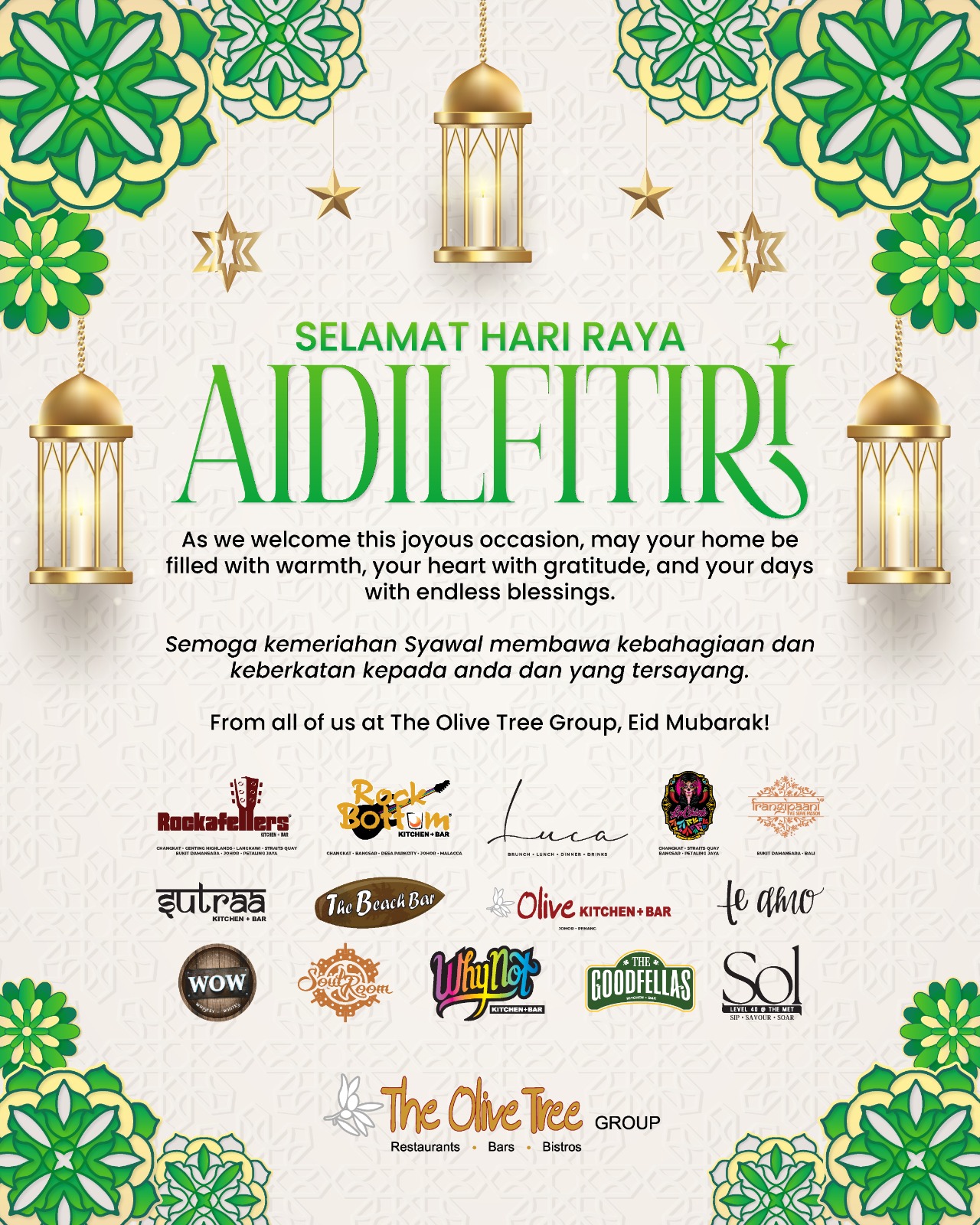 Olive - Eid Mubarak from The Olive Tree Group! 🌙 May this Hari Raya ...