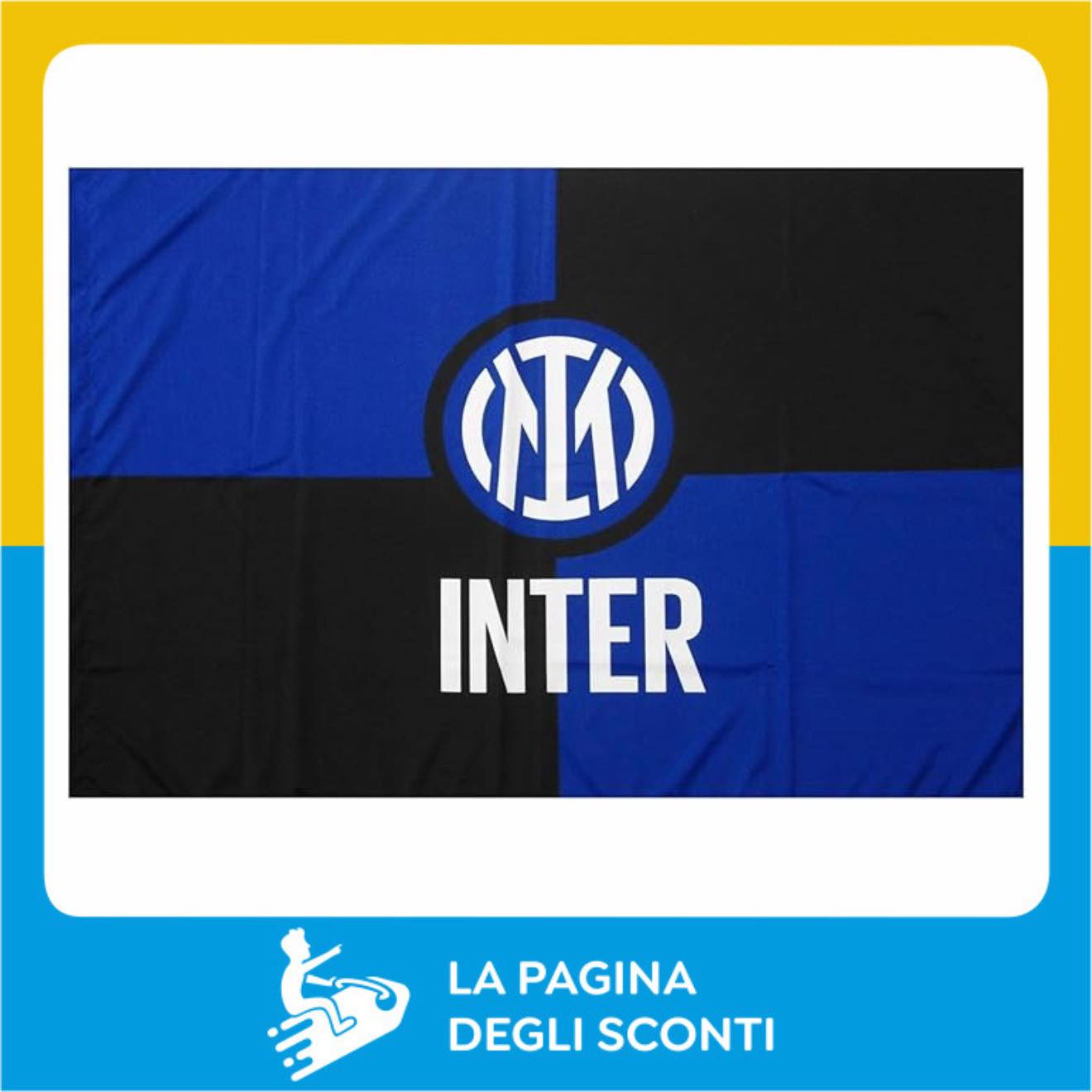 Drapeau Inter Milan Nouveau Logo 100x140cm - Tissu Polyester Officiel - Pour Supporters