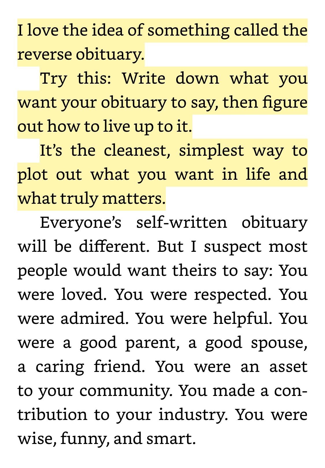 The Therapeutic - Reading this idea of the “reverse obituary” both ...