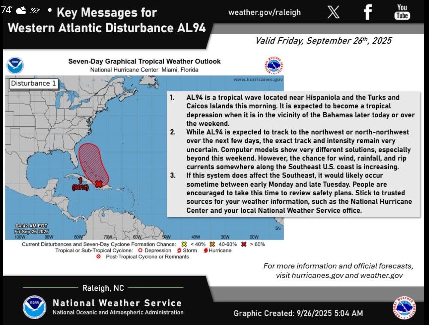 Edgecombe - 🌧️ Weather Update 🌧️ The National Weather Service is ...