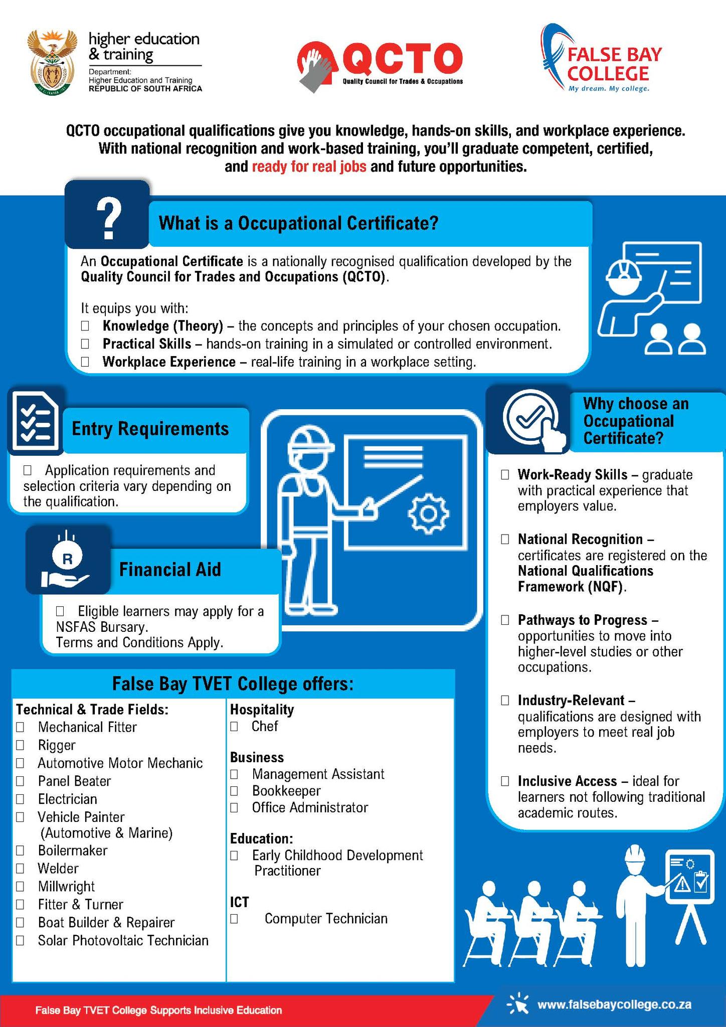 False - If you’ve completed your Grade 12 (Matric), you can apply for ...