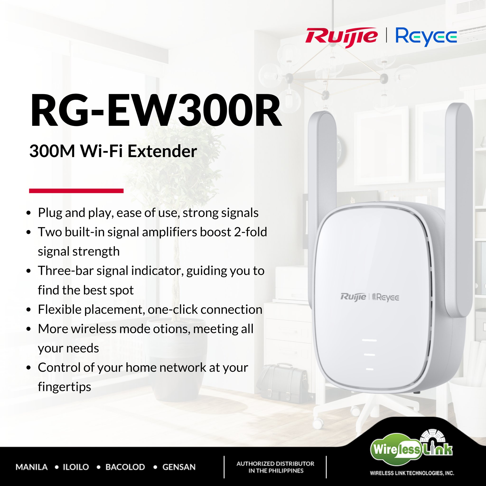 Wireless - Reliable Wi-Fi for every home! The Ruijie RG-EW300R is a ...