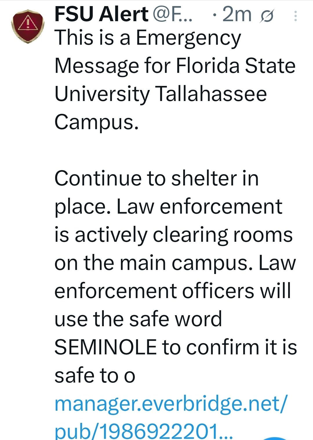 Denis - Update. Shelter in place remains in effect while police ...