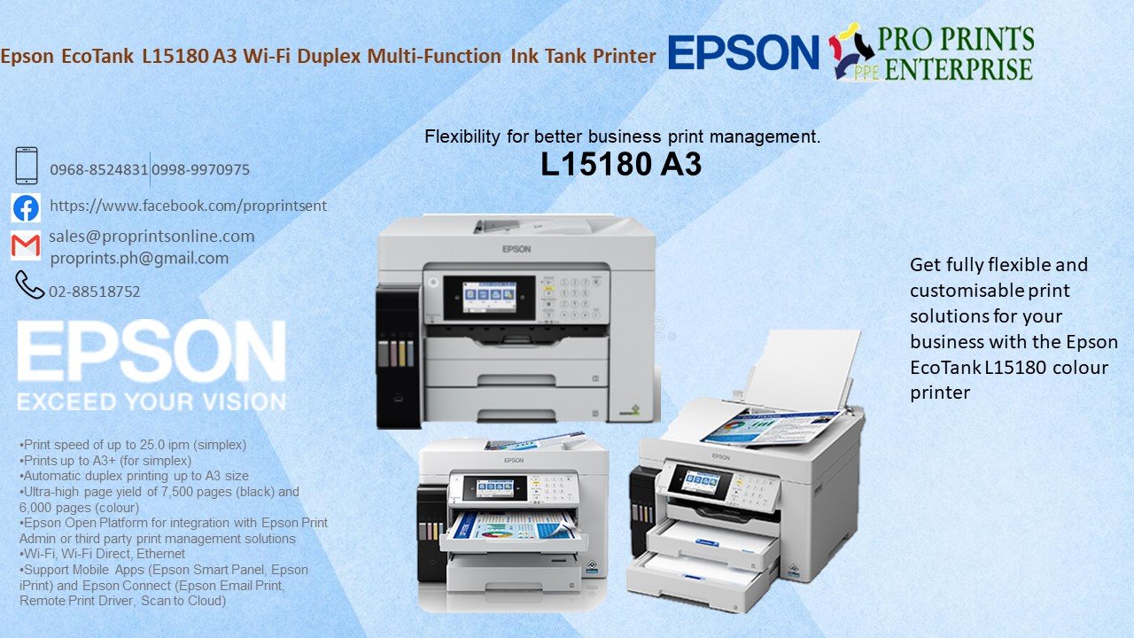 Pro - Don’t compromise on cost as you print. Choose Epson L15180 A3 ...