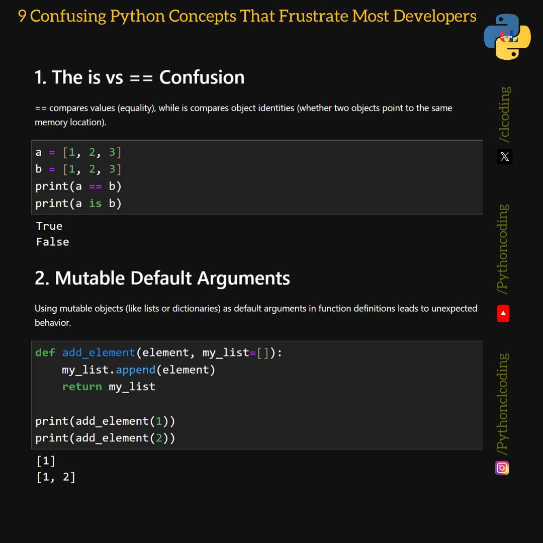 Python Mania | 9 Confusing Python Concepts That Frustrate Most ...