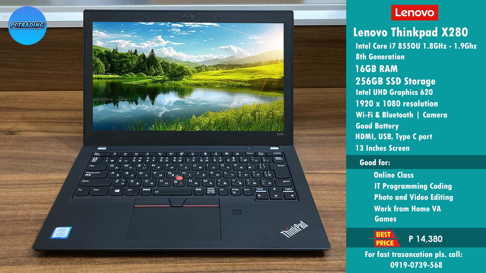 lenovo thinkpad x280 specifications: • processor: intel core i7
